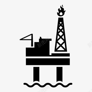 石油平台深海钻探化石燃料图标图标