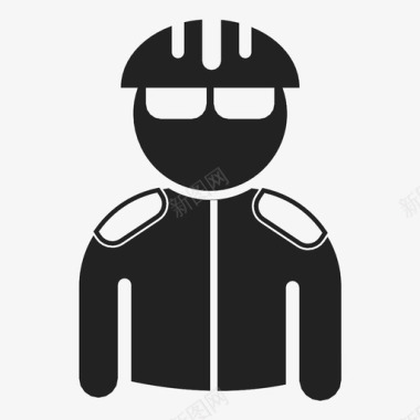 戴头盔和夹克的自行车手图标图标