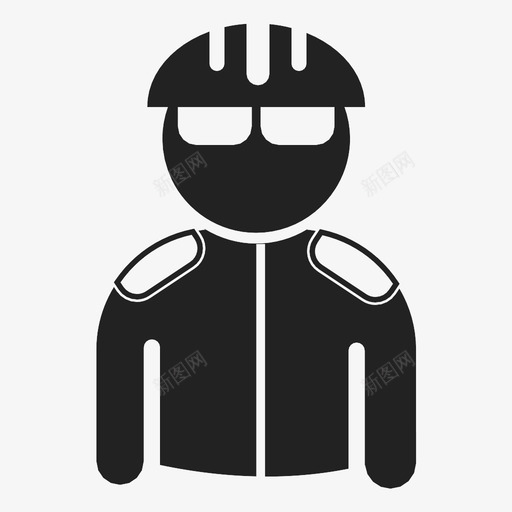 戴头盔和夹克的自行车手图标svg_新图网 https://ixintu.com 戴头盔和夹克的自行车手