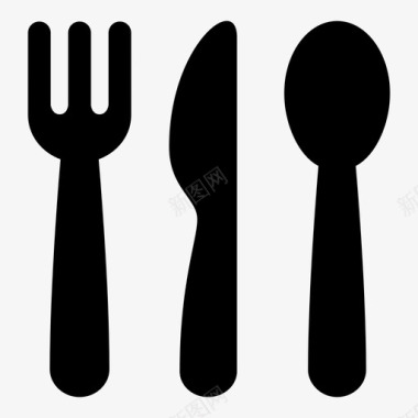 银器餐厅叉子图标图标