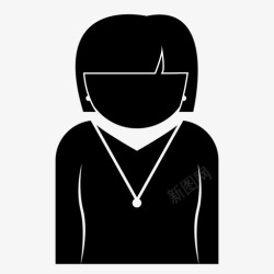 戴项链的女人戴项链的女孩女人短发图标高清图片