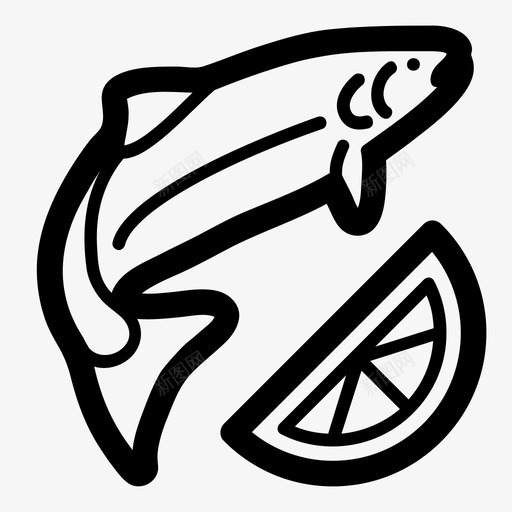 鱼和柠檬海鲜鲑鱼图标svg_新图网 https://ixintu.com 午餐 晚餐 海鲜 营养 集合 餐 鱼和柠檬 鲑鱼