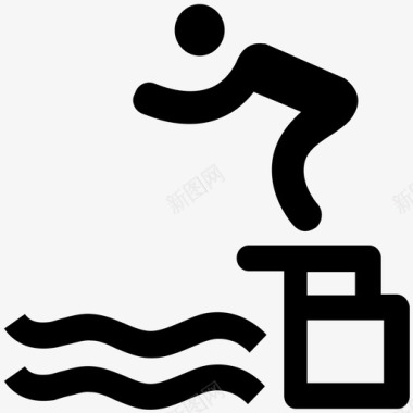 游泳运动员潜水员跳水图标图标
