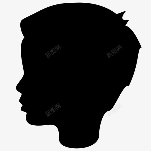 男孩剪影侧面图标svg_新图网 https://ixintu.com 侧面 剪影 可爱 图像 头 头发 孩子 床头 男孩 脸