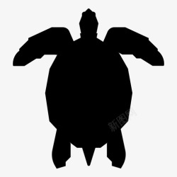 绿海海龟乌龟游泳图标高清图片