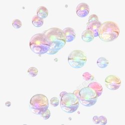 透明炫彩泡泡漂浮素材