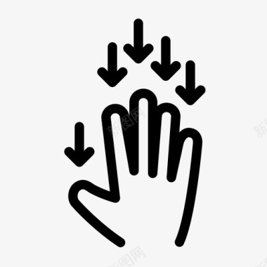 五个手指向下拖动交互手势屏幕手势图标图标
