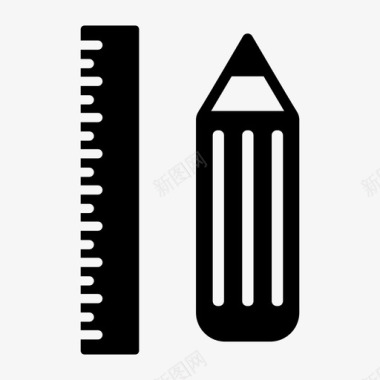 尺子和铅笔工具学校图标图标