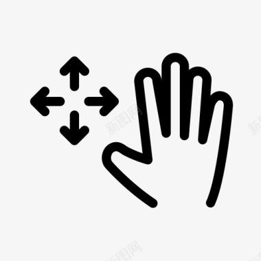 五个手指拖动触摸屏触摸手势图标图标
