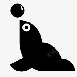 拿球的海豹海豹胶带购物者图标高清图片
