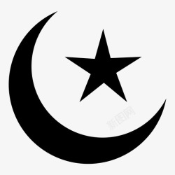 阿拉伯星月标志星与新月星与月宗教图标高清图片