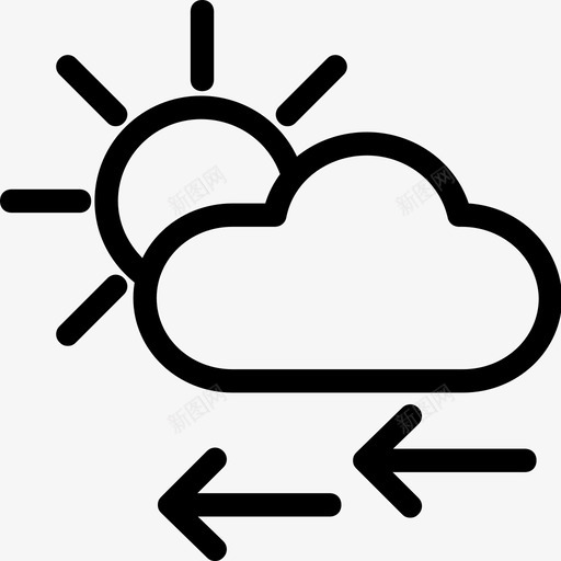 风天气阳光图标svg_新图网 https://ixintu.com 云 天气 明亮 白天 背箭 阳光 雨 预报 风