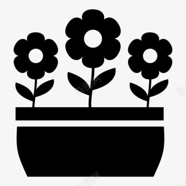 盆花花盆自然图标图标