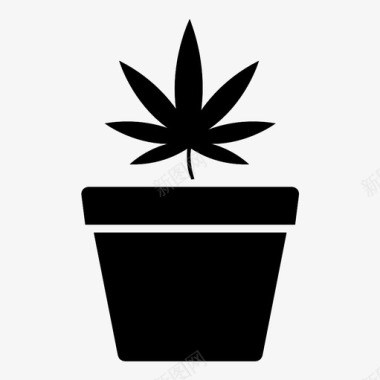 大麻盆栽植物药房图标图标