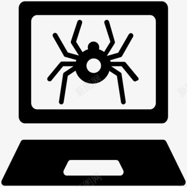 电脑病毒电脑窃听器蜘蛛图标图标