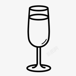 水彩绘葡萄酒和酒杯香槟长笛饮料玻璃杯图标高清图片