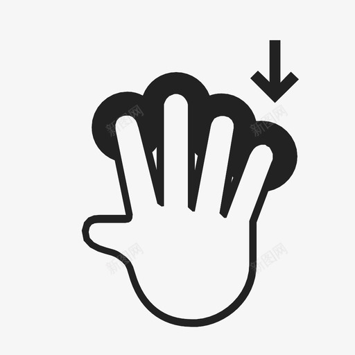 用四个手指向下拖动用户体验触摸手势图标svg_新图网 https://ixintu.com 交互 交互手势 手势 技术 用四个手指向下拖动 用户体验 触摸手势