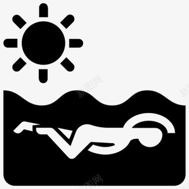 游泳阳光度假图标图标