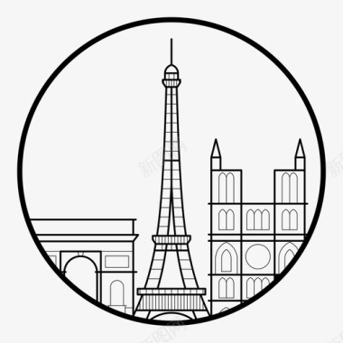 巴黎建筑城市图标图标