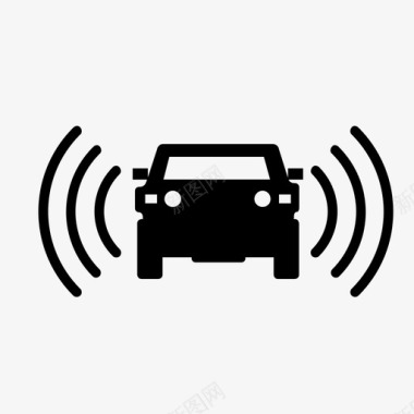 带传感器的汽车汽车自动化图标图标