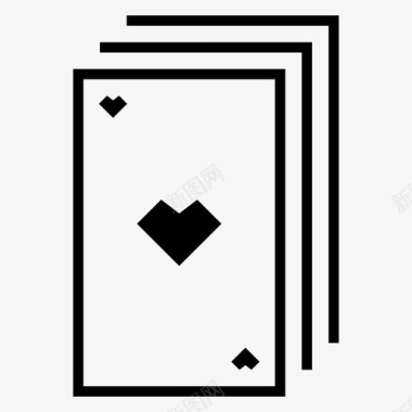 红心堆叠扑克牌图标图标