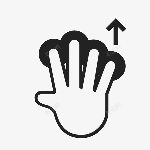用四个手指向上拖动交互手势点击图标svg_新图网 https://ixintu.com 交互 交互手势 技术 点击 用四个手指向上拖动 用户体验 触摸手势 设备手势