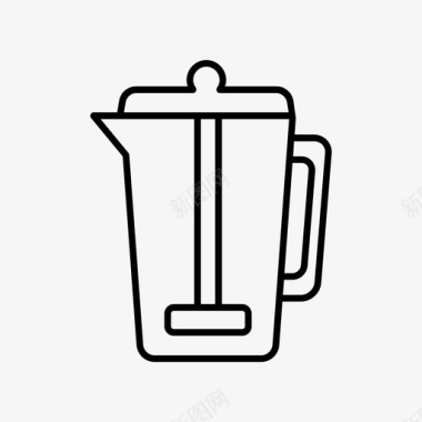 法式压榨机咖啡机咖啡壶图标图标