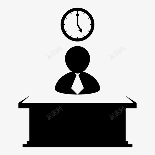 办公桌工木材时间图标svg_新图网 https://ixintu.com 人力资源 办公室 办公桌工 坐着 时间 木材 桌面 椅子 男人 纸张