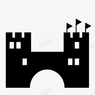 城堡建筑国王图标图标