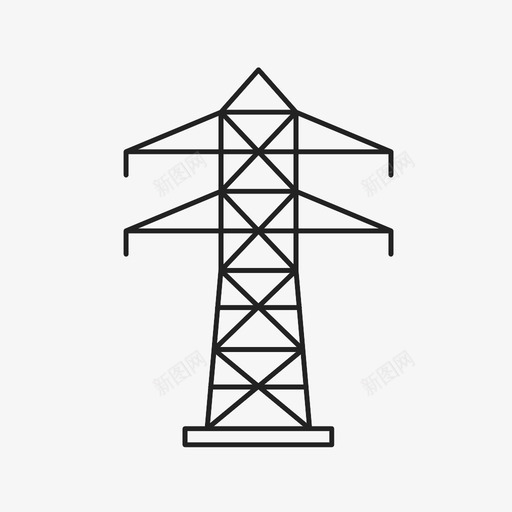 电塔塔高图标svg_新图网 https://ixintu.com 塔 电力线 电塔 结构 能源 输电塔 金属 高