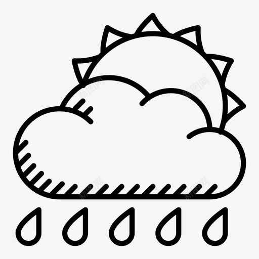雨天天气晴天图标svg_新图网 https://ixintu.com 云 天气 天气预报 晴天 灰色 阵雨 雨天 雨滴