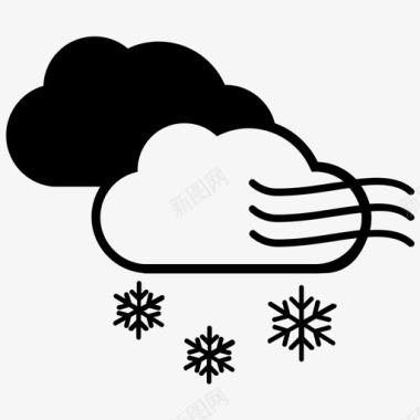 雪和风天气下雪图标图标