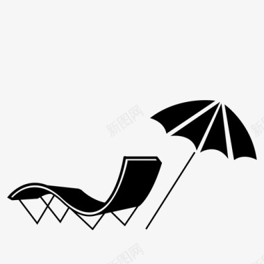 泳池边海滩雨伞阳光图标图标