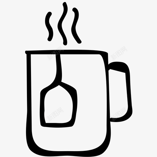 茶茶杯茶包图标svg_新图网 https://ixintu.com 安慰 热茶 舒缓 茶 茶logo 茶包 茶杯 酒店和餐厅手绘涂鸦图标 饮料