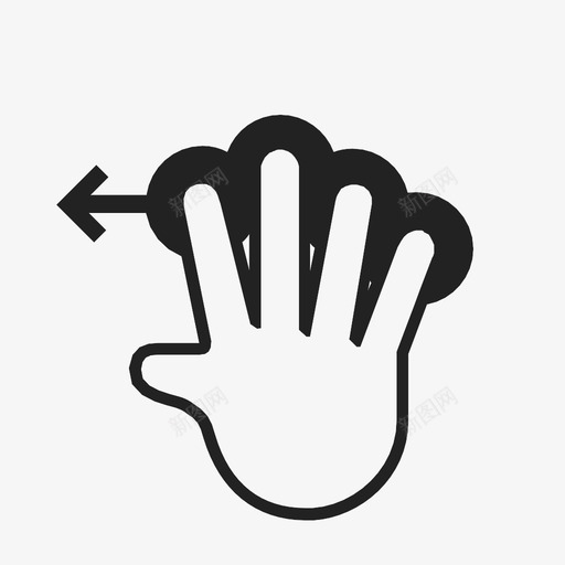 用四个手指向左拖动交互手势点击图标svg_新图网 https://ixintu.com 交互 交互手势 技术 点击 用四个手指向左拖动 用户体验 触摸手势 设备手势