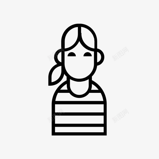 女士条纹衬衫条纹图标svg_新图网 https://ixintu.com 分开 头发 女士 女性 条纹 条纹衬衫 航海 辫子 马尾