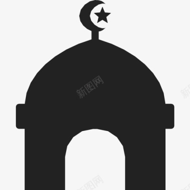 清真寺伊斯兰教月亮和星星图标图标