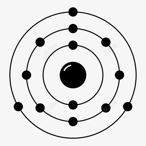 铝科学质子图标svg_新图网 https://ixintu.com 中子 元素 化学 周期表 星系 电子 科学 粒子 质子 轨道 铝