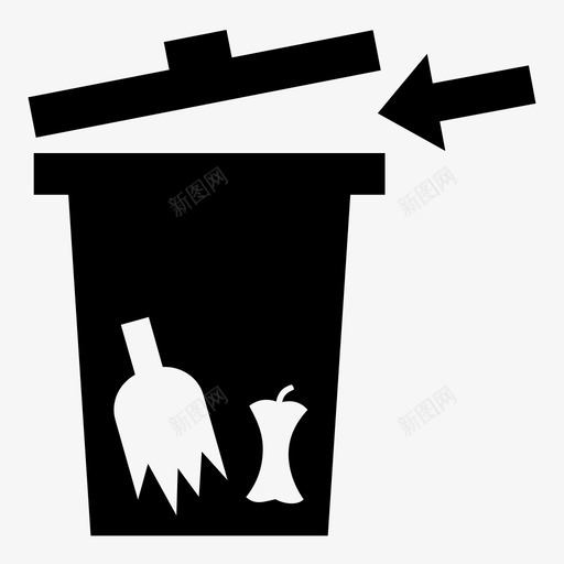垃圾碎片垃圾箱图标svg_新图网 https://ixintu.com 公共垃圾 回收 垃圾 垃圾箱 放入 清除 碎片