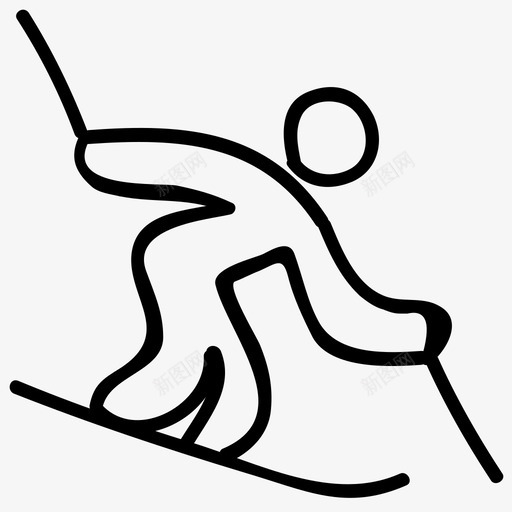 滑雪手绘滑雪杆图标svg_新图网 https://ixintu.com 手绘滑雪杆 滑雪