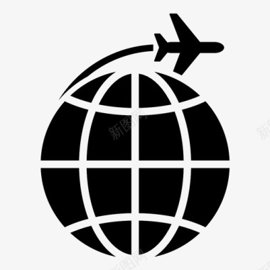国际航班飞机旅程图标图标