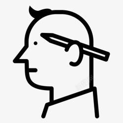 耳朵夹着铅笔师学生教授图标高清图片