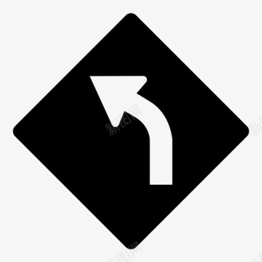 左弯道路标小心减速图标图标