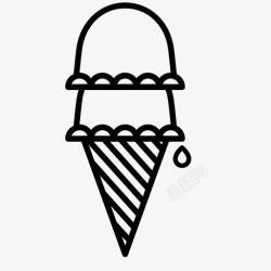 冰淇淋勺冰淇淋华夫饼两勺图标高清图片