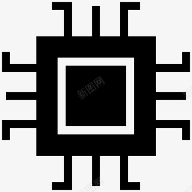 微芯片计算机芯片cpu图标图标