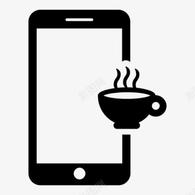 移动饮料订单茶杯智能手机图标图标