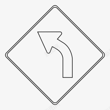 左弯道路标路线车道图标图标