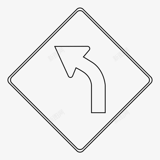 左弯道路标路线车道图标svg_新图网 https://ixintu.com 左弯道路标 方向 箭头 路标 路线 车道 道路