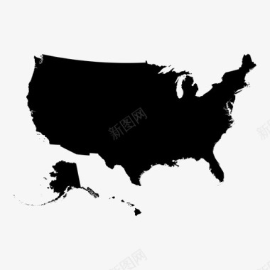 美国详细的国家地图图标图标