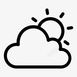 云后的太阳多云天气预报太阳图标高清图片